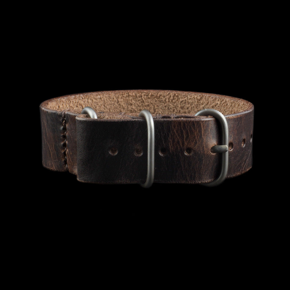 Single Pass Leather Watch Strap, 3-Ring Military 103 | Italian Veg Tanned | Cozy Handmade