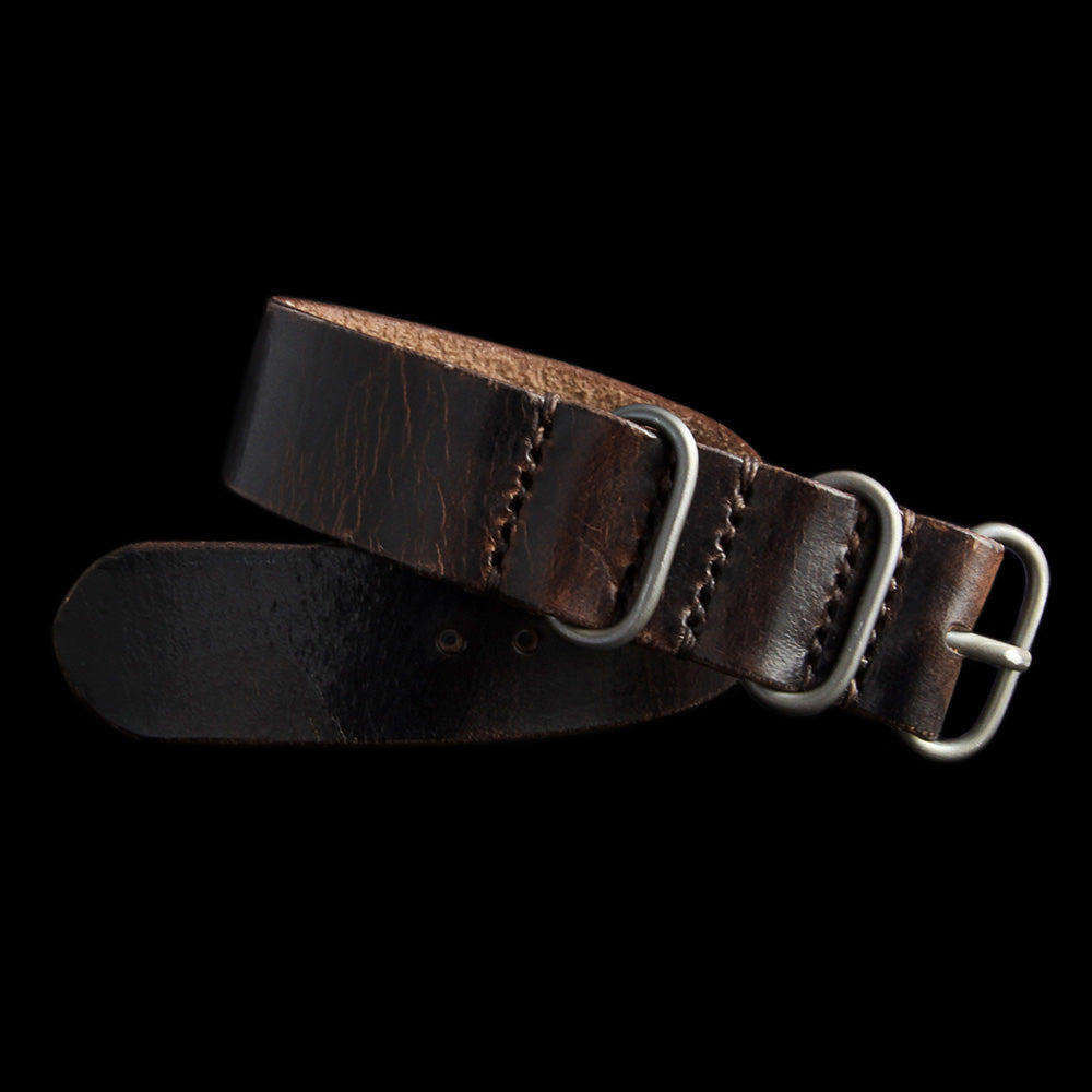 Single Pass Leather Watch Strap, 3-Ring Military 103 | Italian Veg Tanned | Cozy Handmade