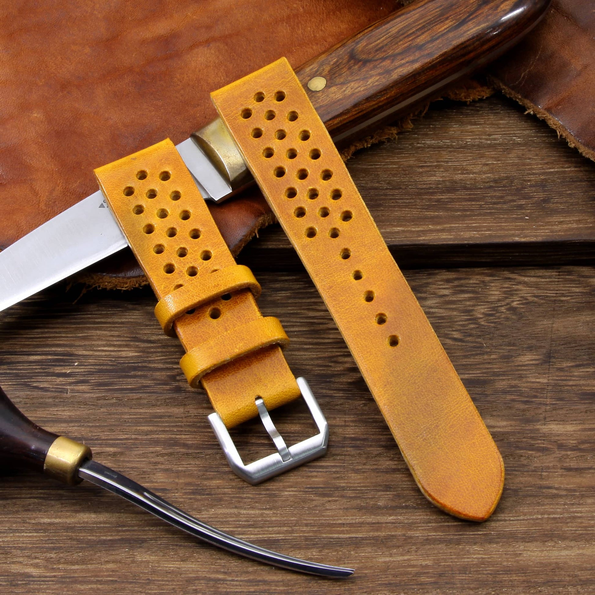 Rally Leather Watch Strap, Military 104 | Stitch-less | Cozy Handmade