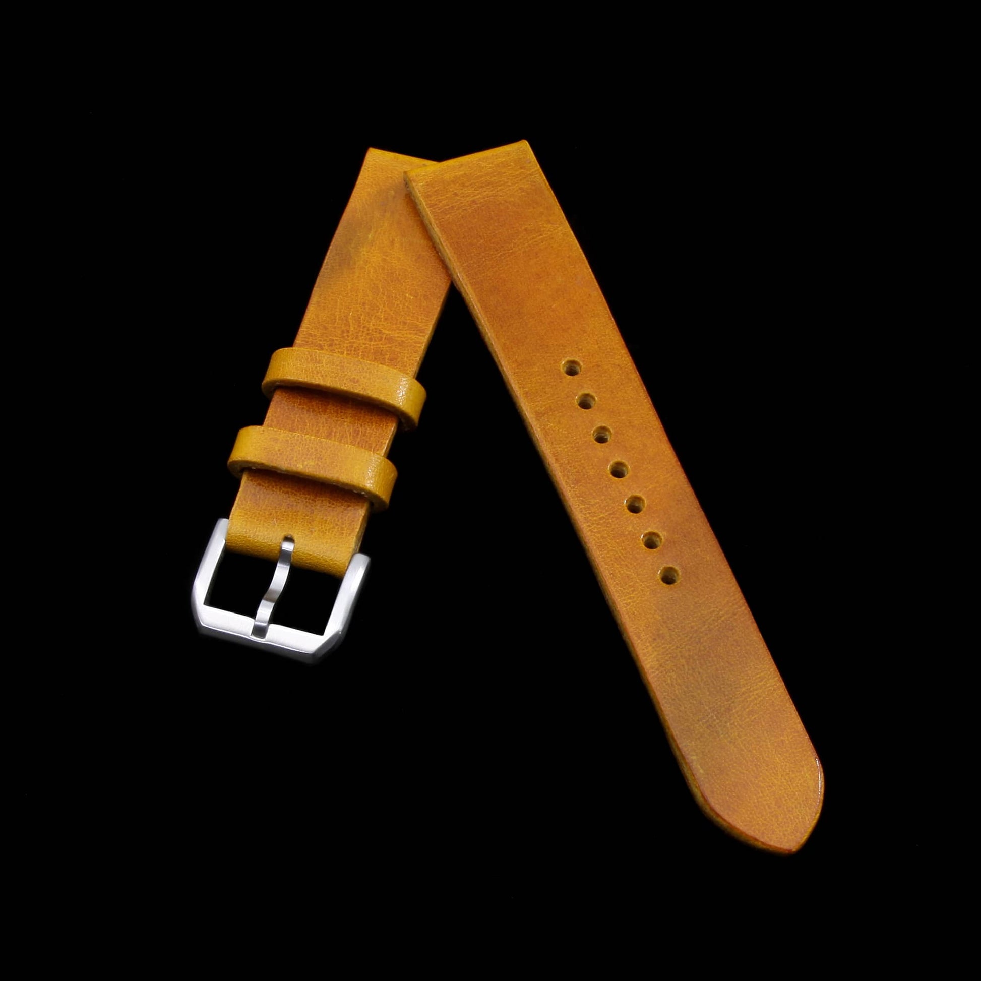 Leather Watch Strap, Military 104 | Stitch-less | Full Grain Italian Veg Tanned | Cozy Handmade