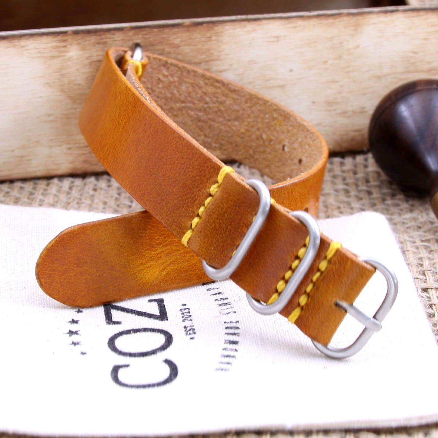 Leather Watch Strap, 4-Ring Military 104 | Full Grain Italian Veg Tanned | Cozy Handmade