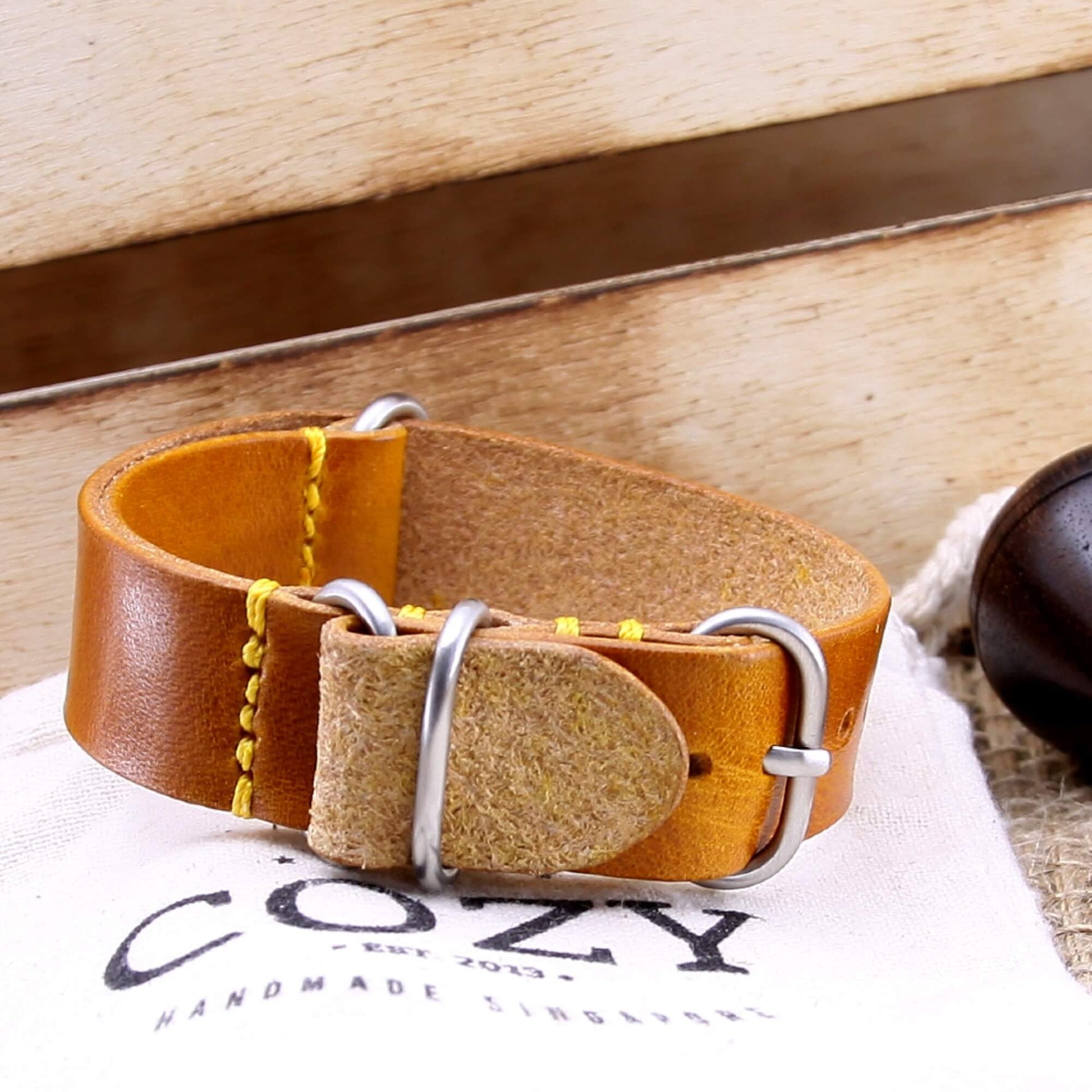 Leather Watch Strap, 4-Ring Military 104 | Full Grain Italian Veg Tanned | Cozy Handmade