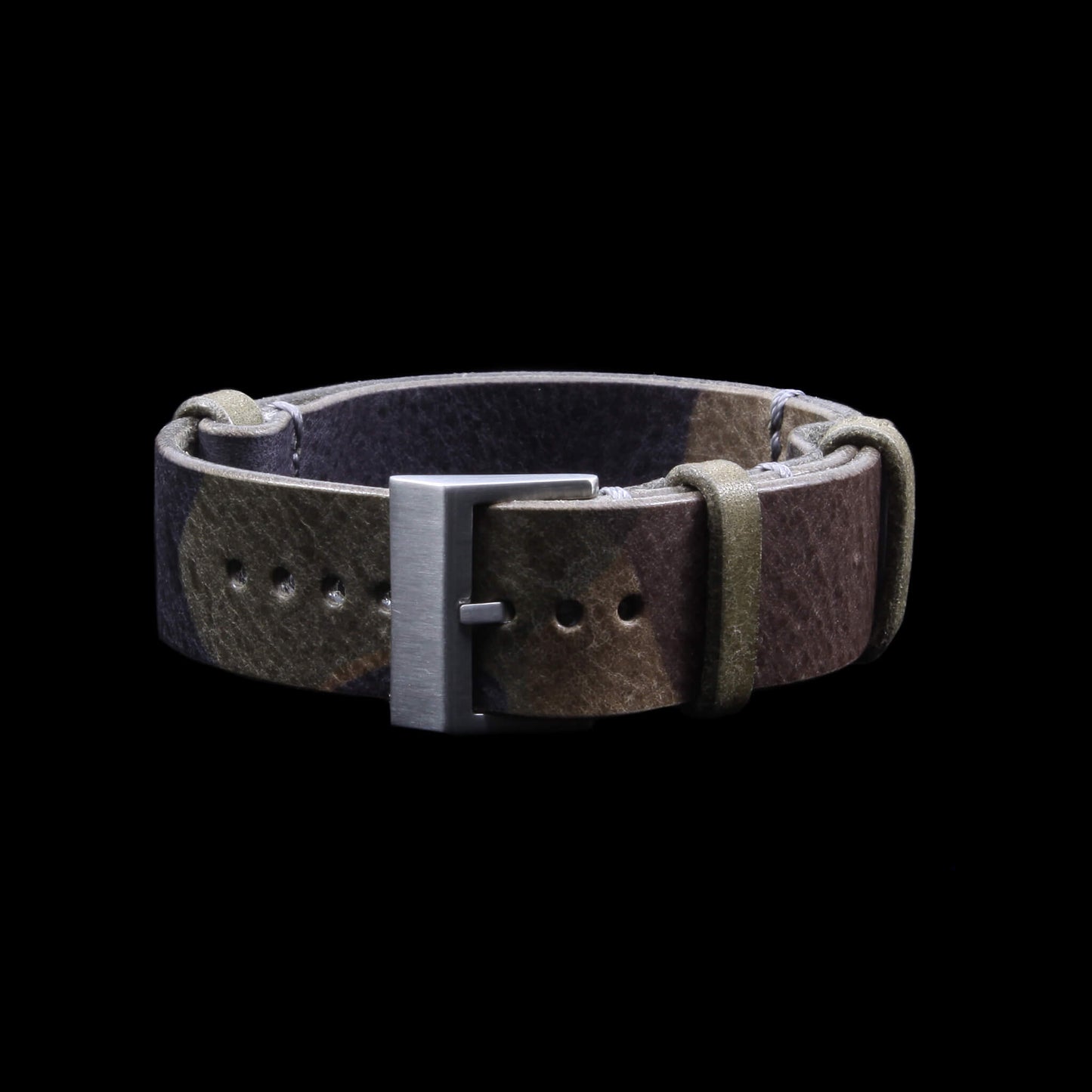 NAT2 Leather Watch Strap, Camo Grigio | Full Grain Italian Veg Tanned | Cozy Handmade