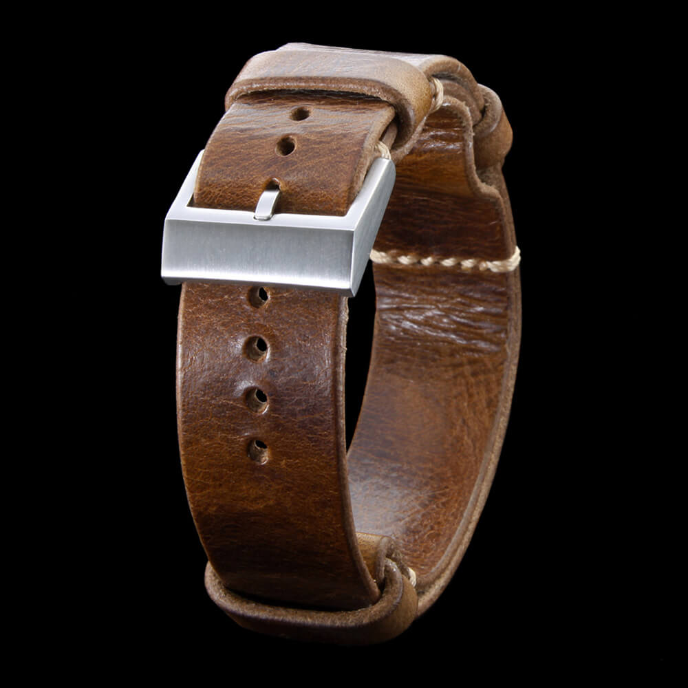 Leather NATO Strap, NAT2 Military 102 | Full Grain Italian Veg Tanned | Cozy Handmade