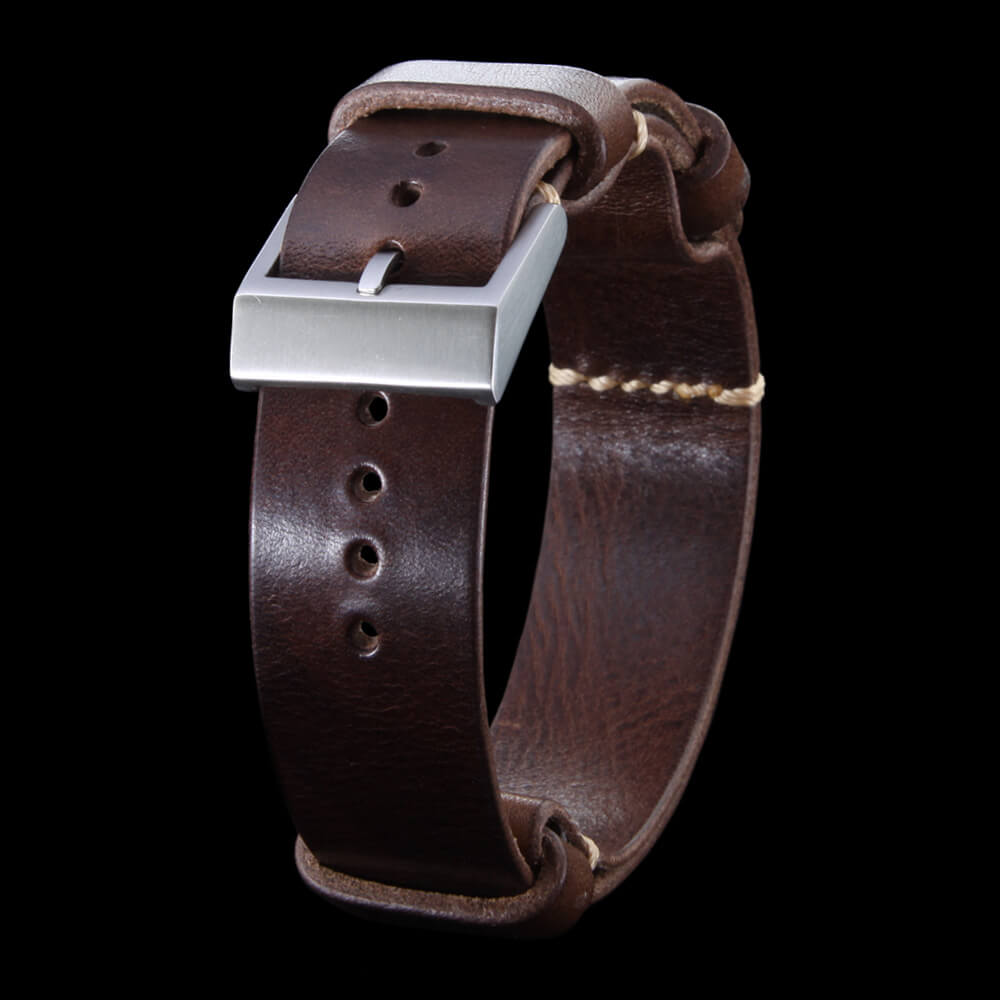 NAT2 Leather Watch Strap, Military 103 | Full Grain Italian Veg Tanned | Cozy Handmade
