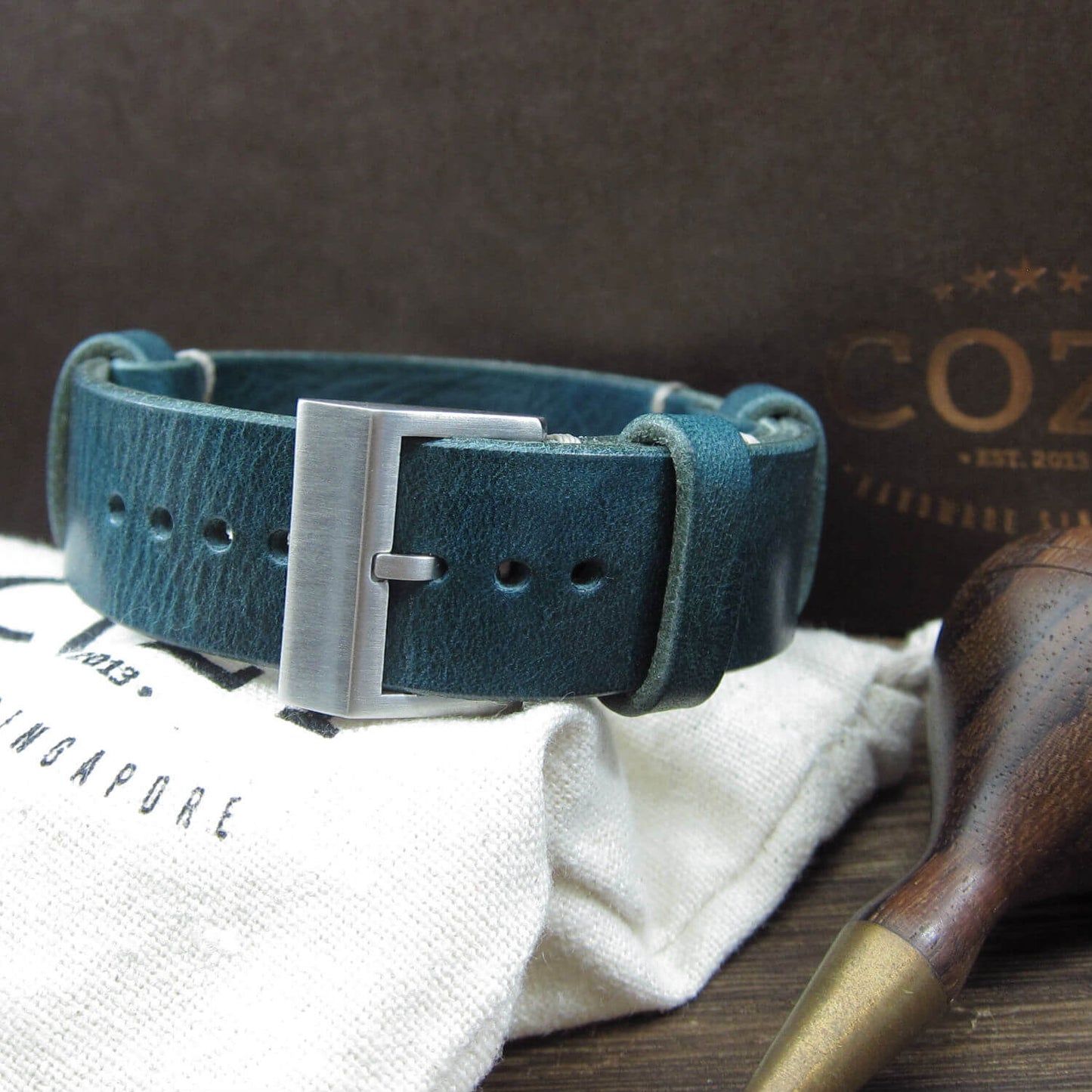 Leather NATO Strap, NAT2 Military 106 | Full Grain Italian Veg Tanned | Cozy Handmade