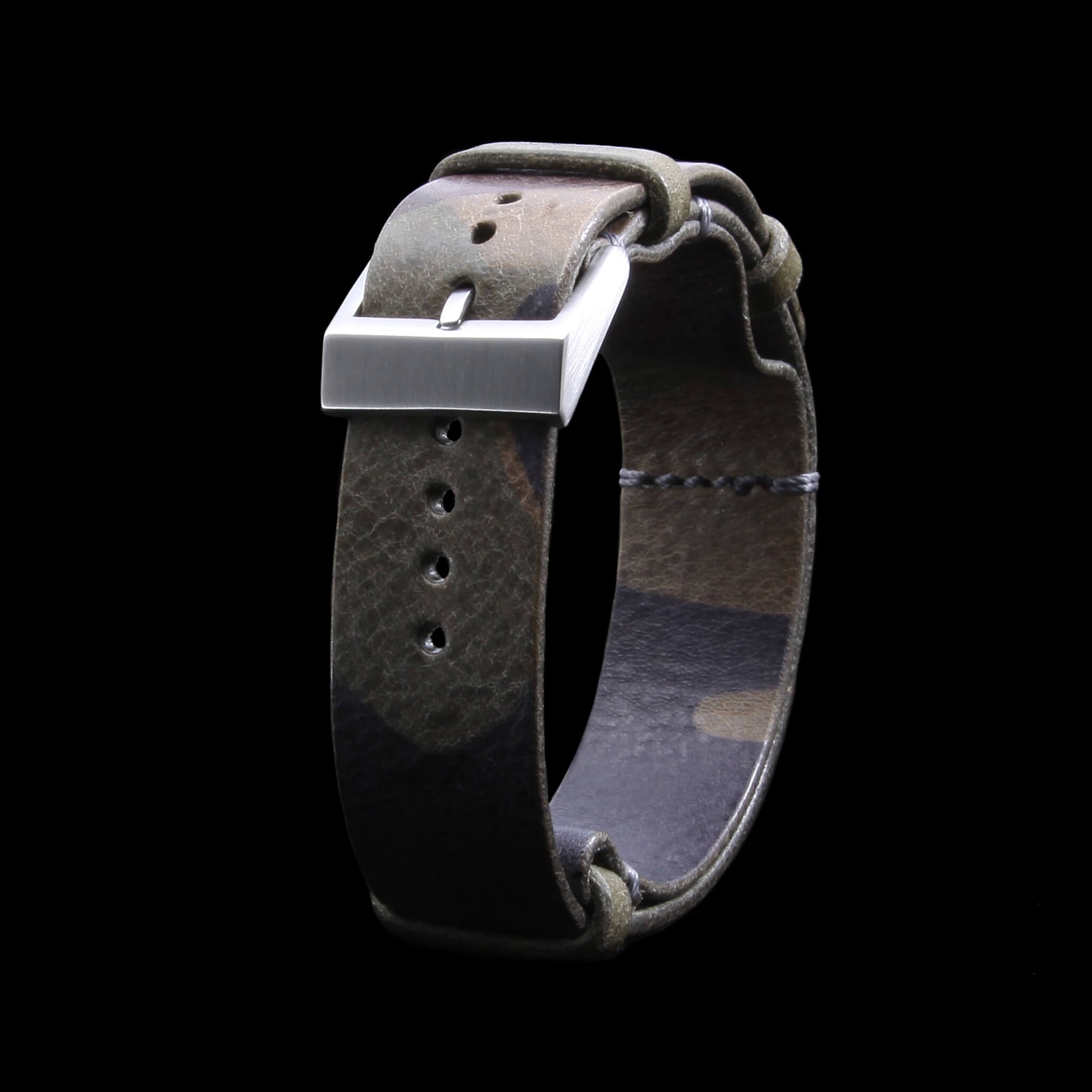 NAT2 Leather Watch Strap, Camo Grigio | Full Grain Italian Veg Tanned | Cozy Handmade