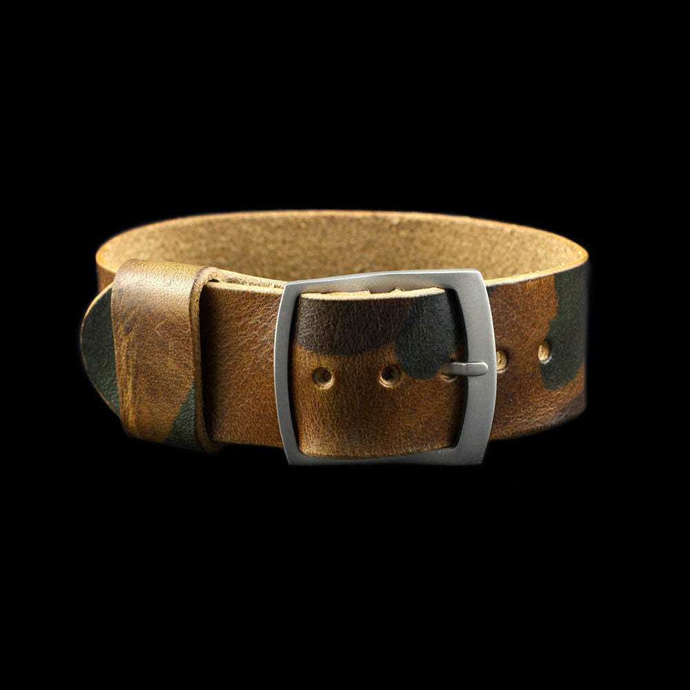 Adjustable One-Piece Leather Watch Strap, Military 101 | Cozy Handmade