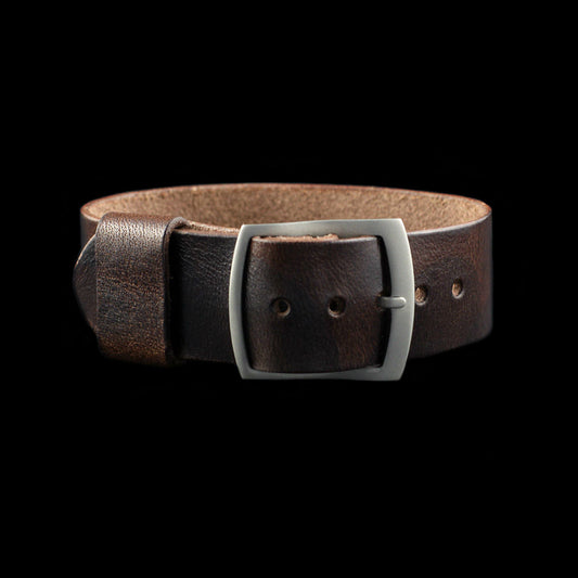 Adjustable One-Piece Leather Watch Strap, Military 103 | Cozy Handmade