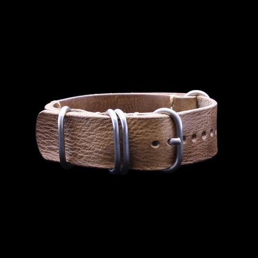 NAT2 Leather Watch Strap, 5-Ring Military 102 | Full Grain Italian Veg Tanned | Cozy Handmade