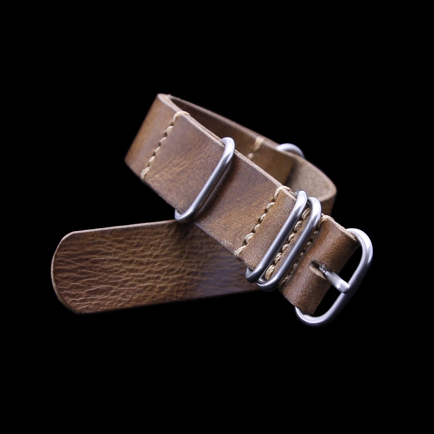 NAT2 Leather Watch Strap, 5-Ring Military 102 | Full Grain Italian Veg Tanned | Cozy Handmade