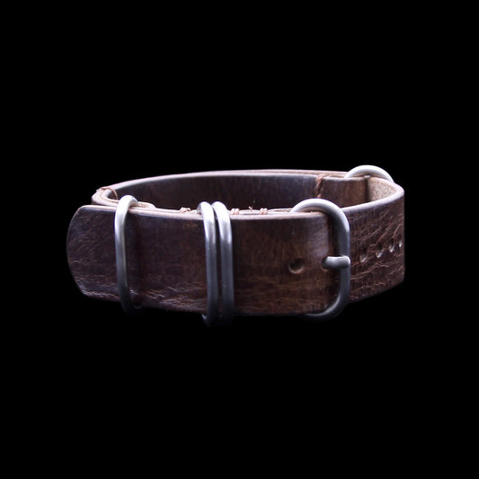 NAT2 Leather Watch Strap, 5-Ring Military 103 | Full Grain Italian Vegetable Tanned Leather | Cozy Handmade