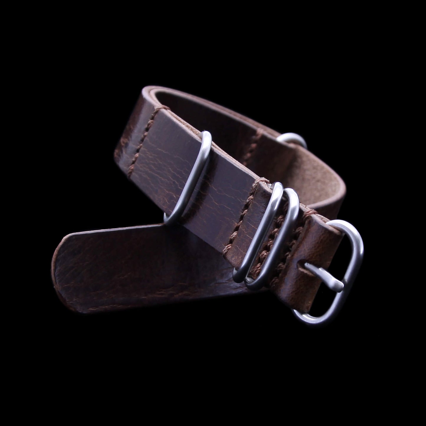 NAT2 Leather Watch Strap, 5-Ring Military 103 | Full Grain Italian Vegetable Tanned Leather | Cozy Handmade