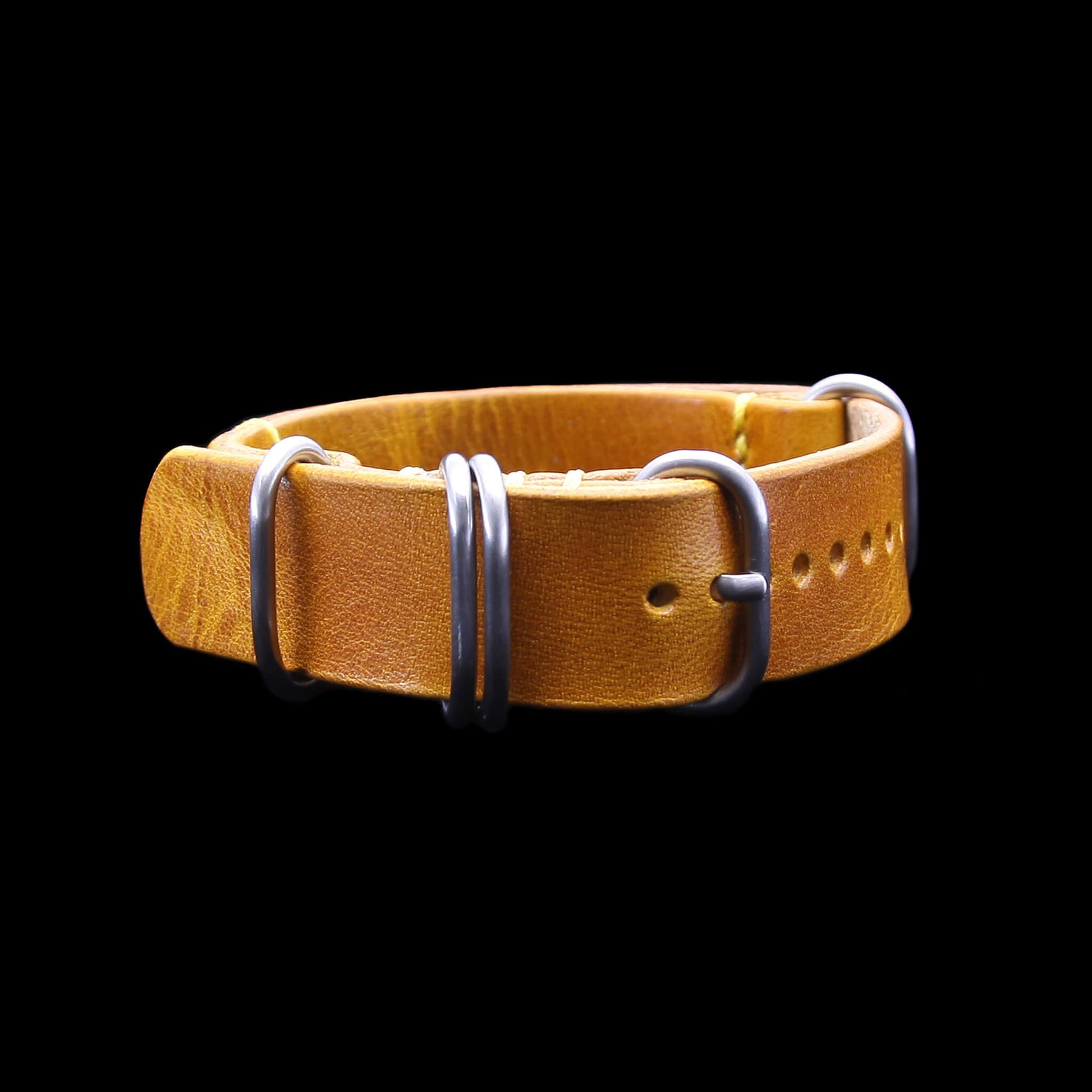 NAT2 Leather Watch Strap, 5-Ring Military 104 | Full Grain Italian Vegetable Tanned Leather | Cozy Handmade