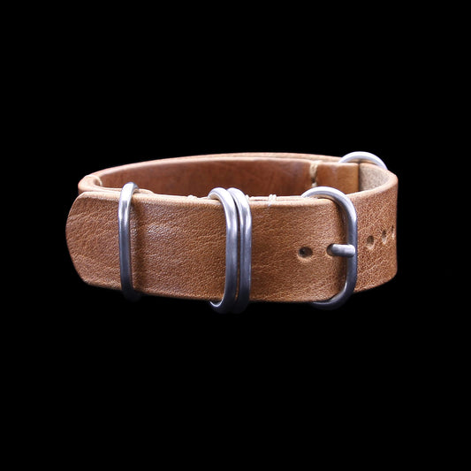 NAT2 Leather Watch Strap, 5-Ring Vintage 401 | Full Grain Italian Veg Tanned | Cozy Handmade