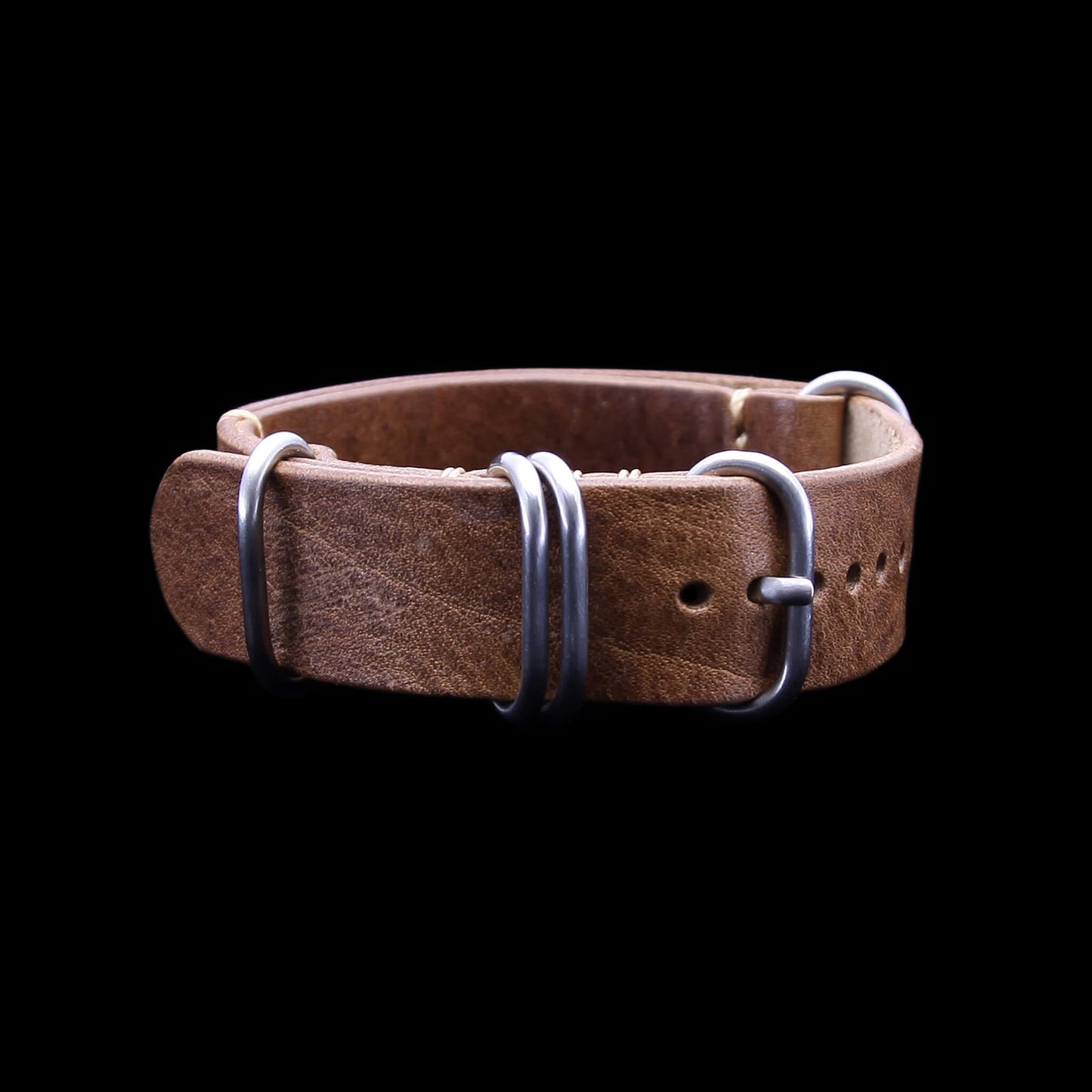 NAT2 Leather Watch Strap, 5-Ring Vintage 402 | Full Grain Italian Veg Tanned | Cozy Handmade