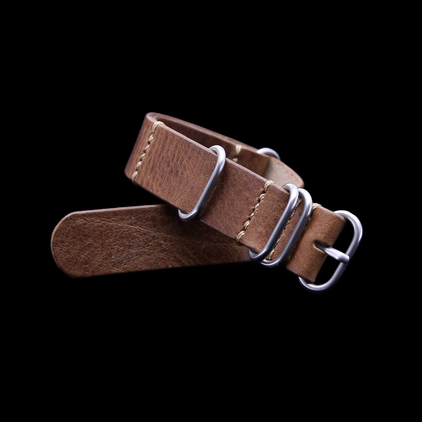 NAT2 Leather Watch Strap, 5-Ring Vintage 402 | Full Grain Italian Veg Tanned | Cozy Handmade