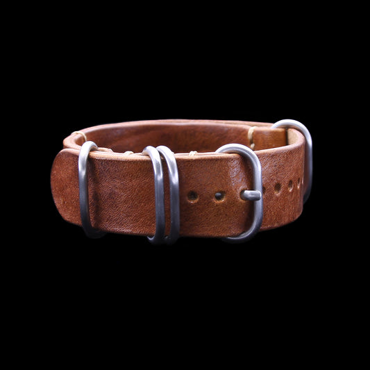 NAT2 Leather Watch Strap, 5-Ring Vintage 403 | Full Grain Italian Veg Tanned | Cozy Handmade