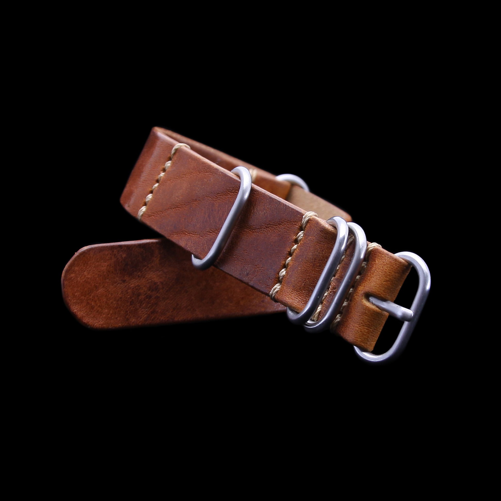 NAT2 Leather Watch Strap, 5-Ring Vintage 403 | Full Grain Italian Veg Tanned | Cozy Handmade