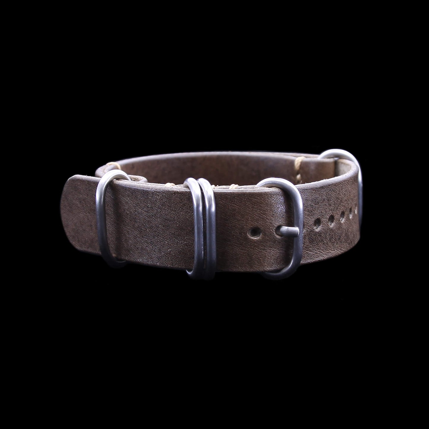 NAT2 Leather Watch Strap, 5-Ring Vintage 404 | Full Grain Italian Veg Tanned | Cozy Handmade