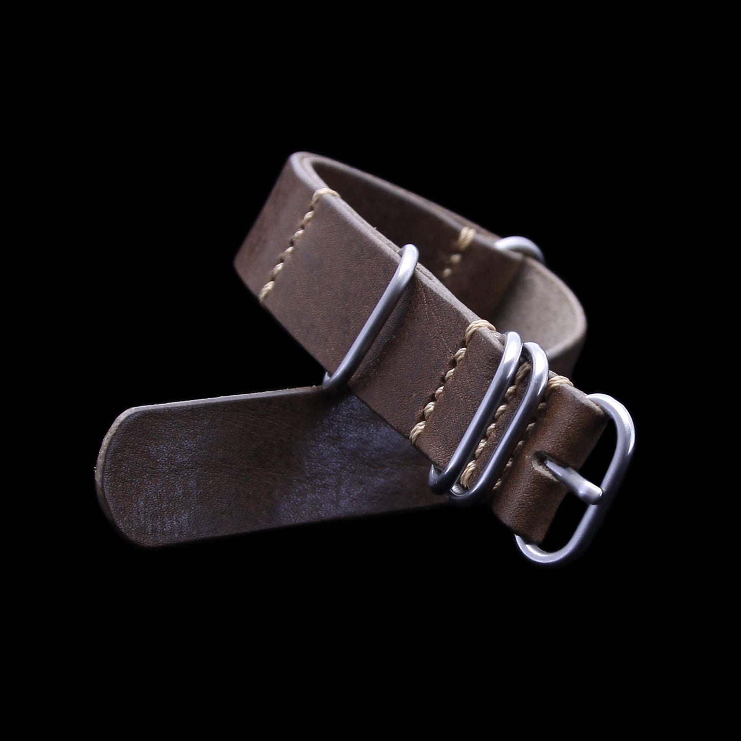 NAT2 Leather Watch Strap, 5-Ring Vintage 404 | Full Grain Italian Veg Tanned | Cozy Handmade