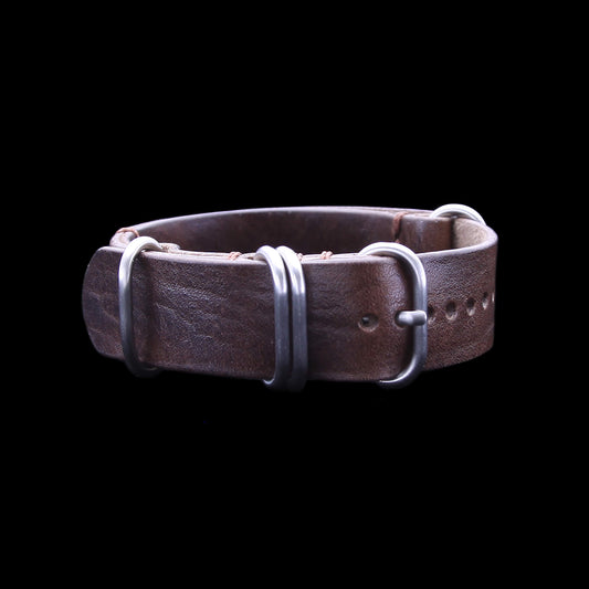 NAT2 Leather Watch Strap, 5-Ring Vintage 405 | Full Grain Italian Veg Tanned | Cozy Handmade