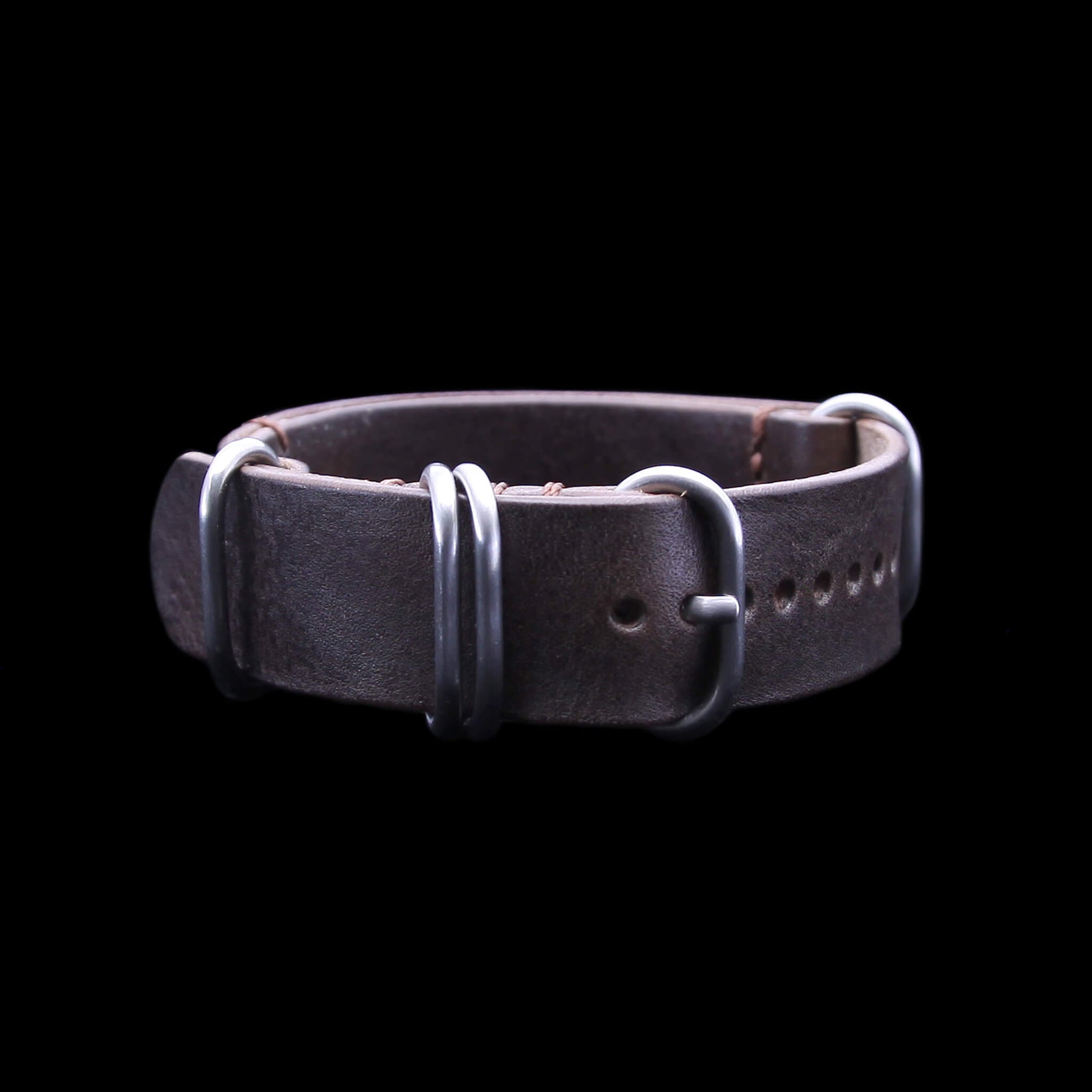 NAT2 Leather Watch Strap, 5-Ring Vintage 406 | Full Grain Italian Vegetable Tanned Leather | Cozy Handmade