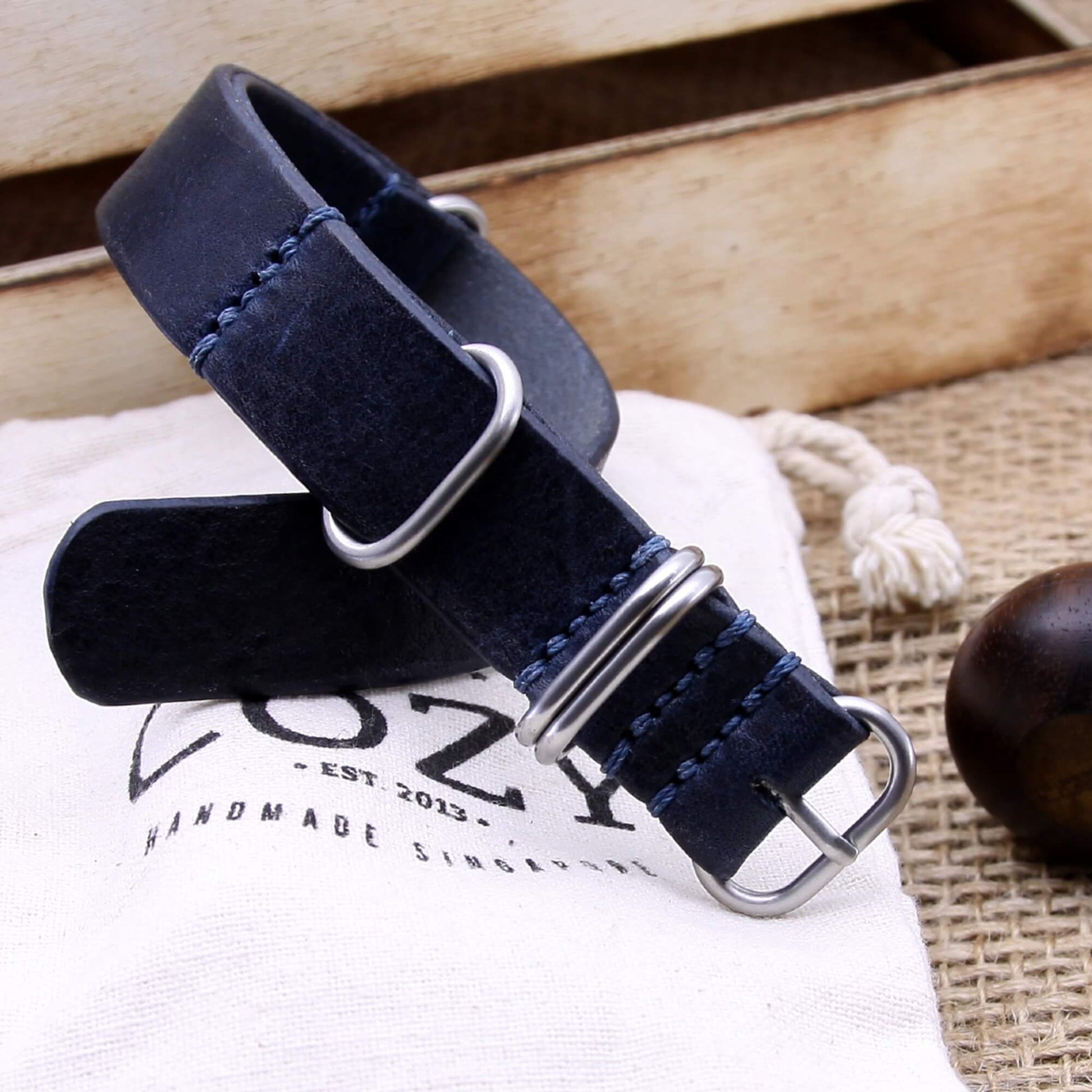 NAT2 Leather Watch Strap, 5-Ring Vintage 407 | Full Grain Italian Veg Tanned | Cozy Handmade