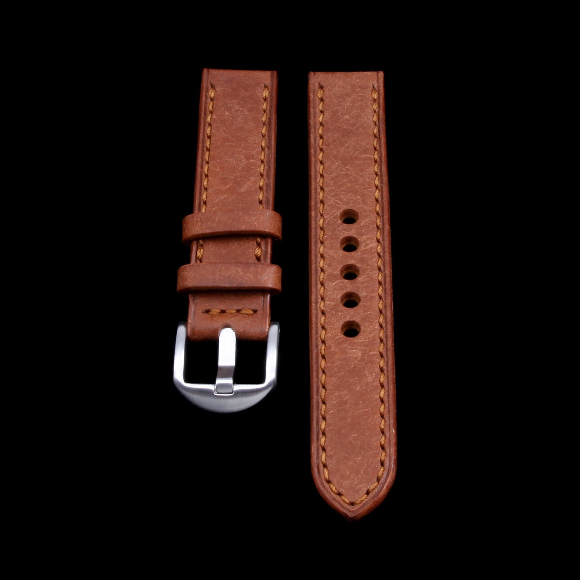 Leather Watch Strap, Rustic Russet | Full Stitch | Full Grain Italian Veg Tanned Leather | Cozy Handmade
