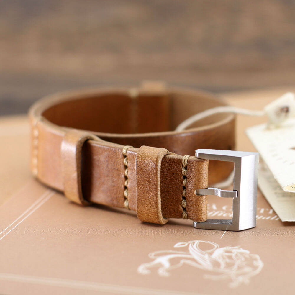 NAT2 Leather Watch Strap, Vintage 401 | Full Grain Italian Veg Tanned | Cozy Handmade