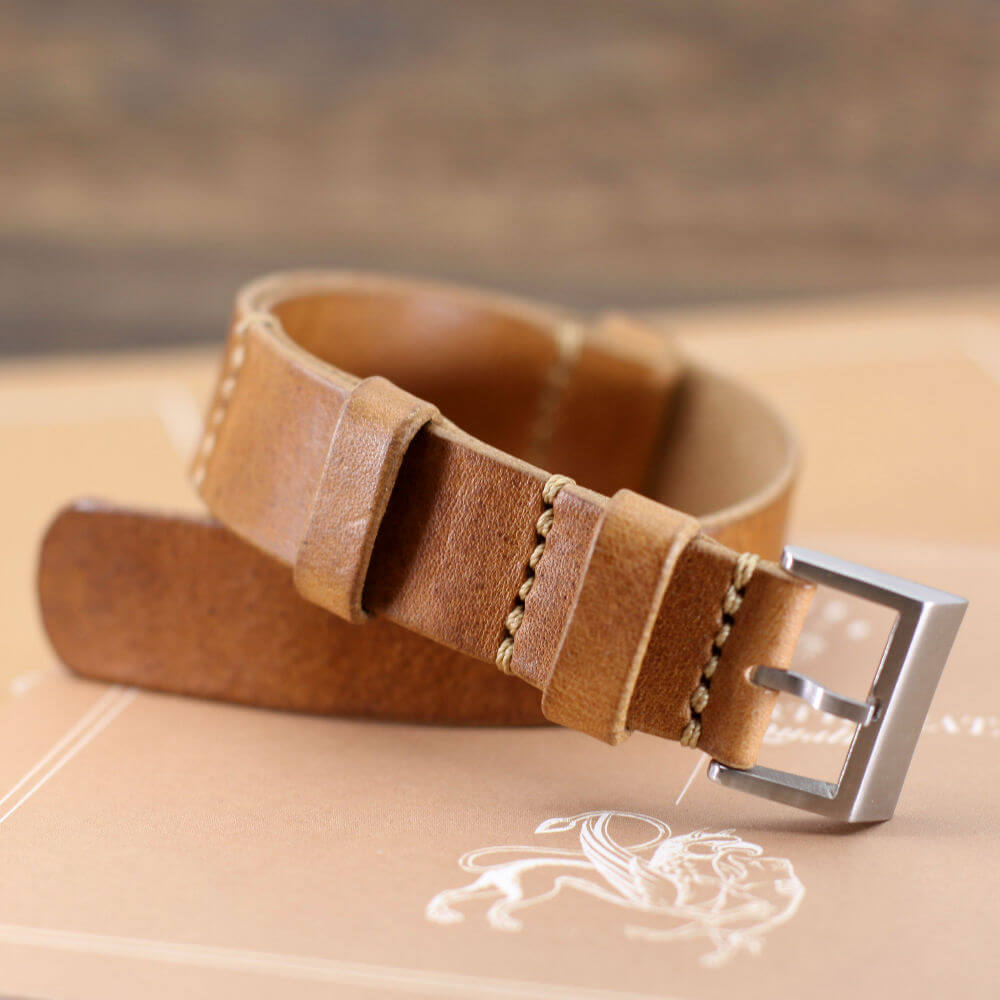 NAT2 Leather Watch Strap, Vintage 401 | Full Grain Italian Veg Tanned | Cozy Handmade