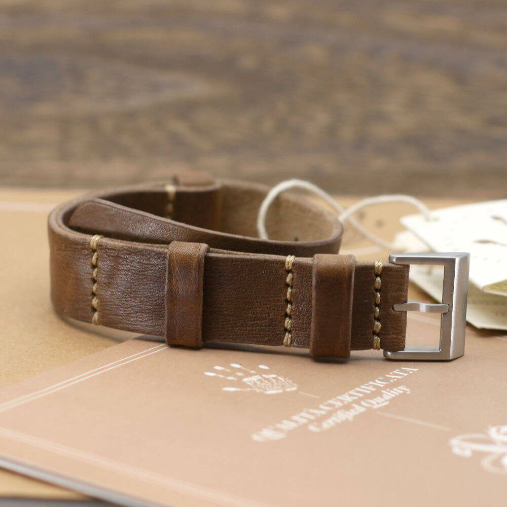 NAT2 Leather Watch Strap, Vintage 402 | Full Grain Italian Veg Tanned | Cozy Handmade