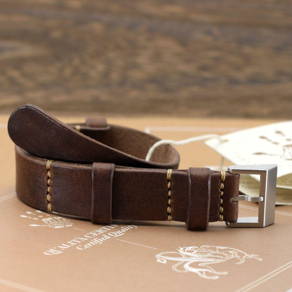 NAT2 Leather Watch Strap, Vintage 405 | Full Grain Italian Veg Tanned | Cozy Handmade