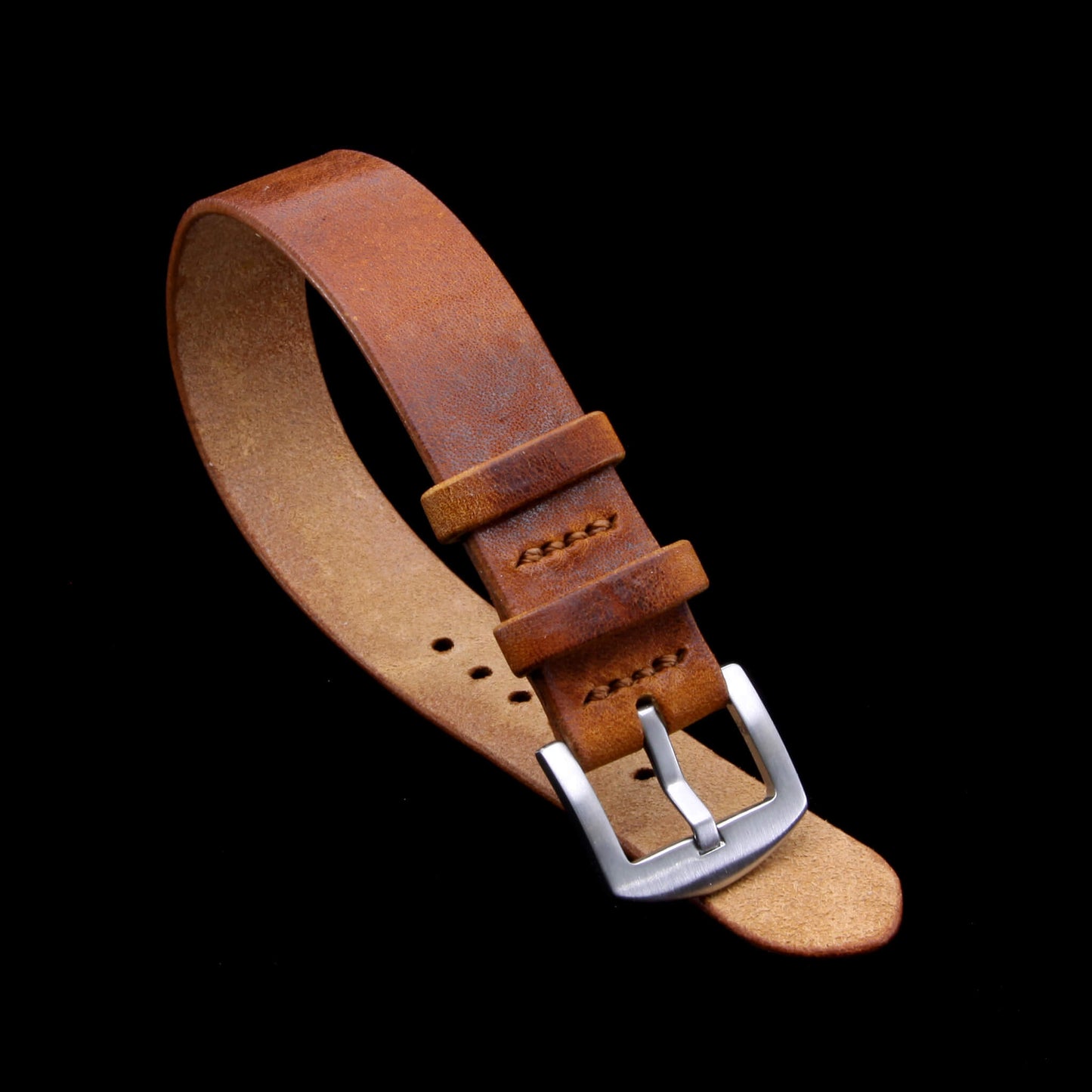 Single Pass Leather Watch Strap, 2-Keeper Style Vintage 403 | Full Grain Italian Vegetable-Tanned Leather | Cozy Handmade