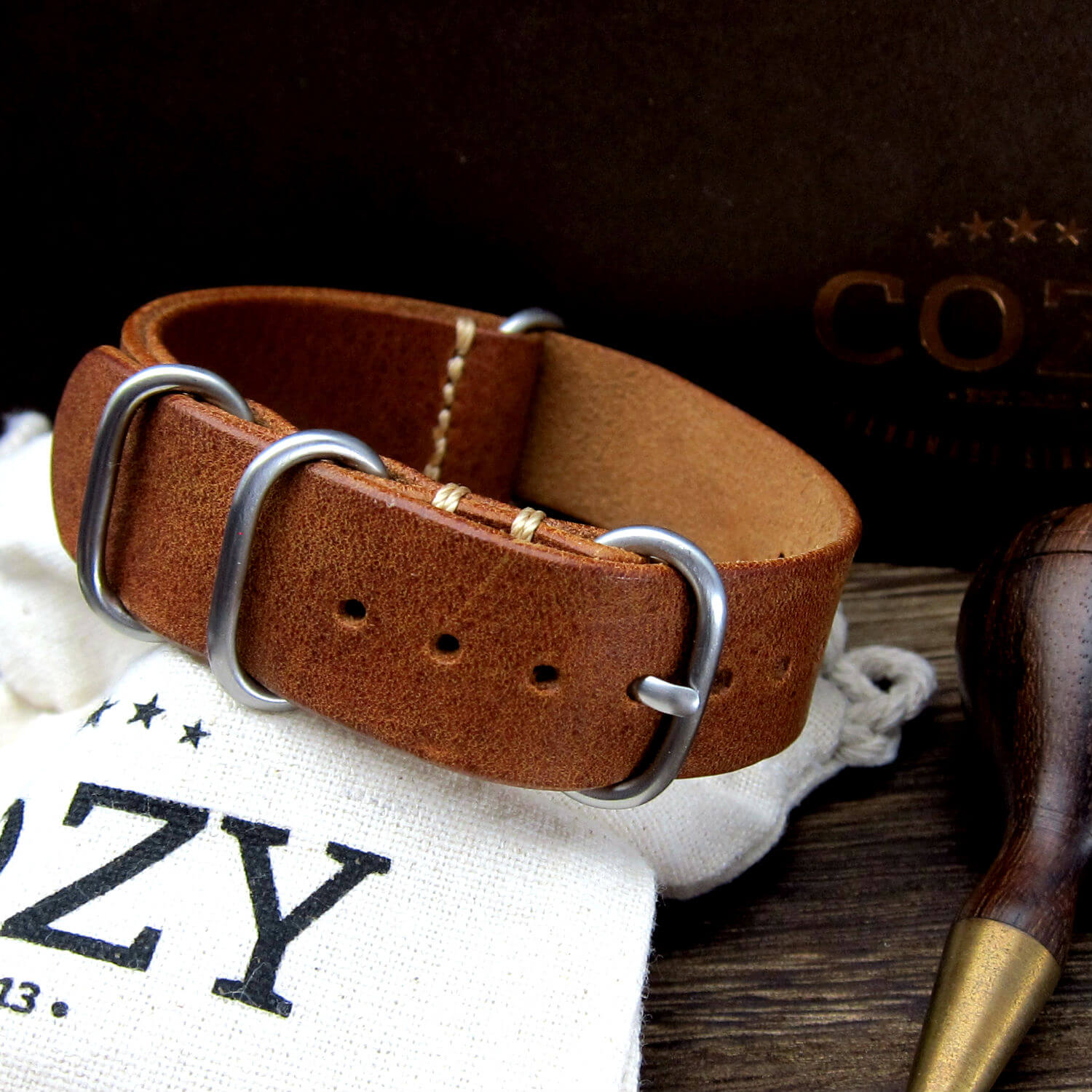 Leather Watch Strap, 4-Ring Vintage 403 | Italian Veg Tanned | Cozy Handmade