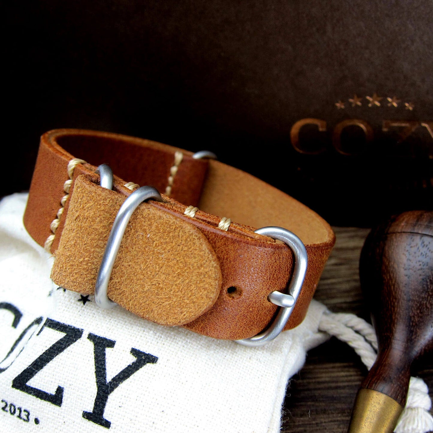 Leather Watch Strap, 4-Ring Vintage 403 | Italian Veg Tanned | Cozy Handmade