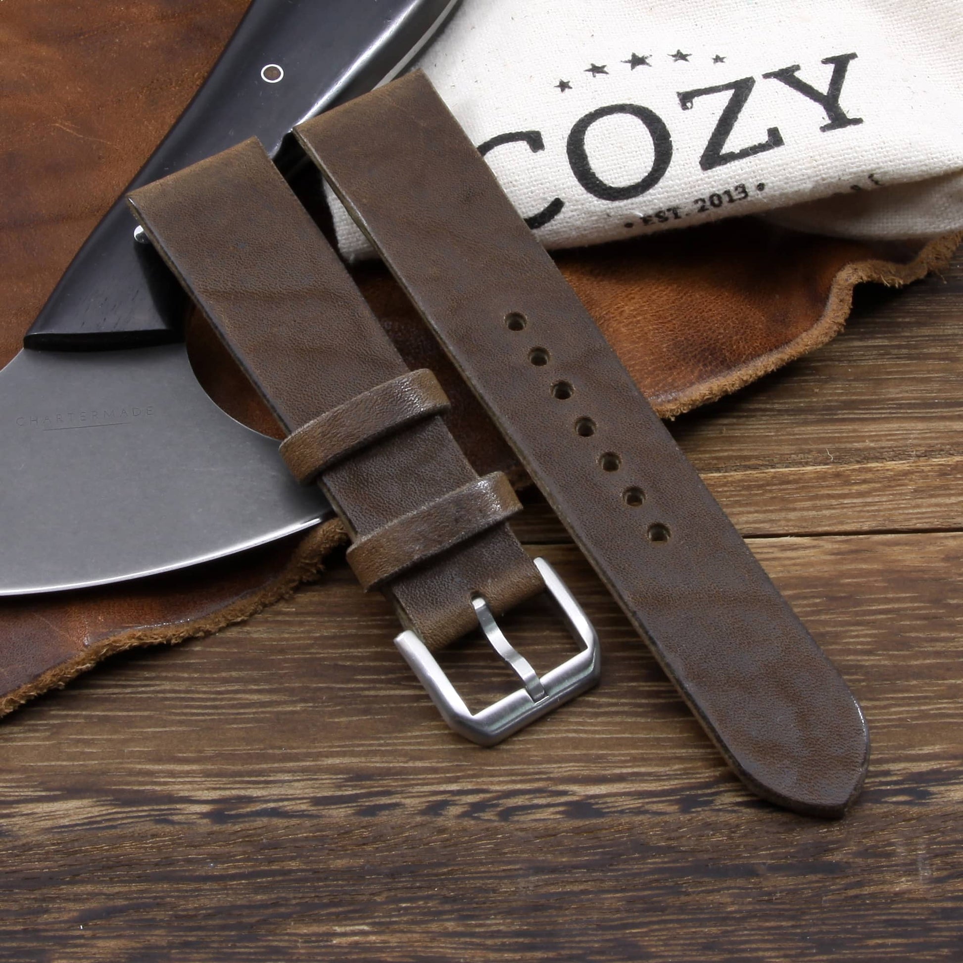 Leather Watch Strap, Vintage 404 | Stitch-less | Cozy Handmade