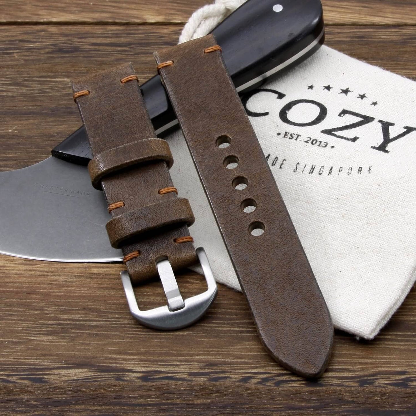 Leather Watch Strap, Vintage 404 | Italian Veg Tanned | Cozy Handmade