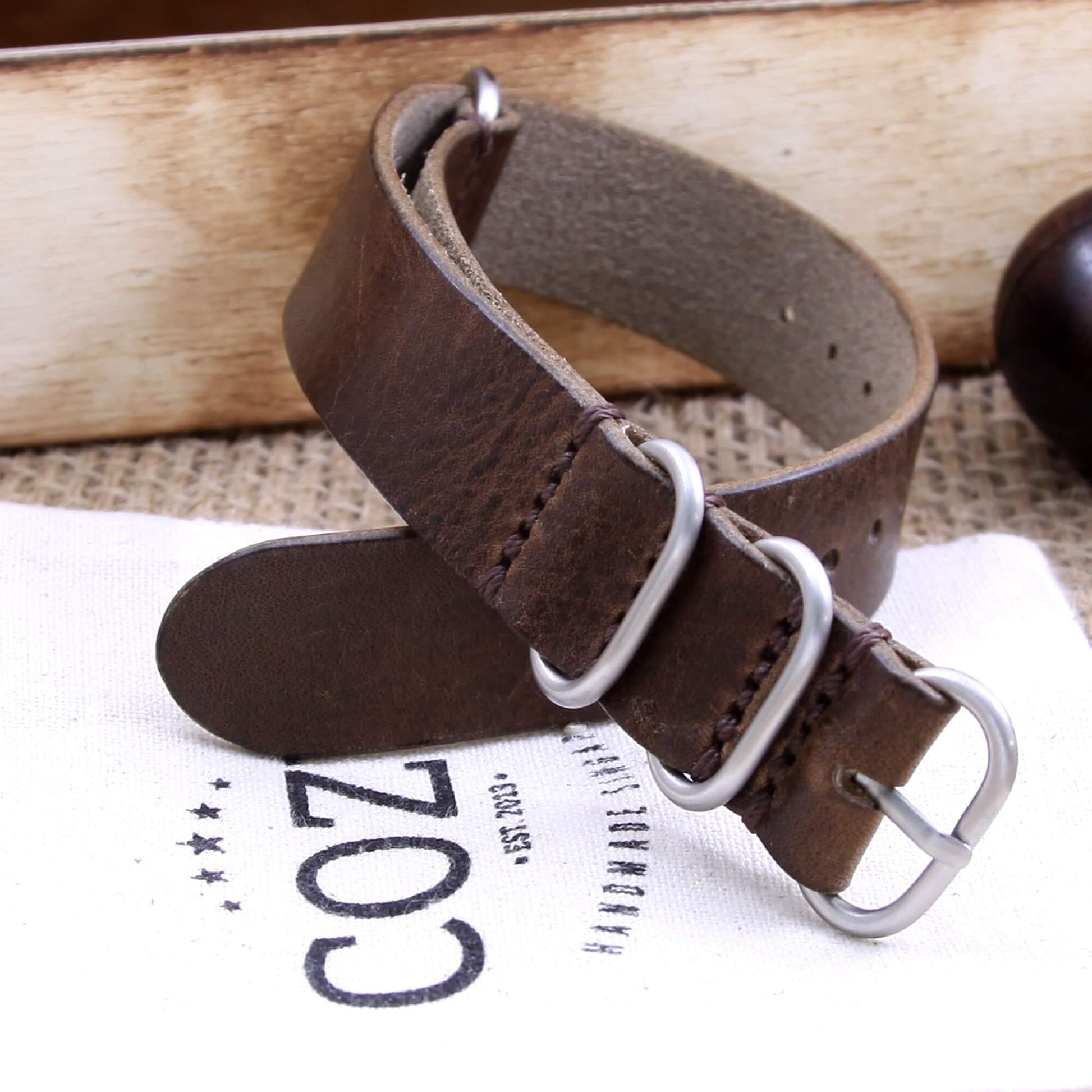 Leather Watch Strap, 4-Ring Vintage 404 | Full Grain Italian Veg Tanned | Cozy Handmade