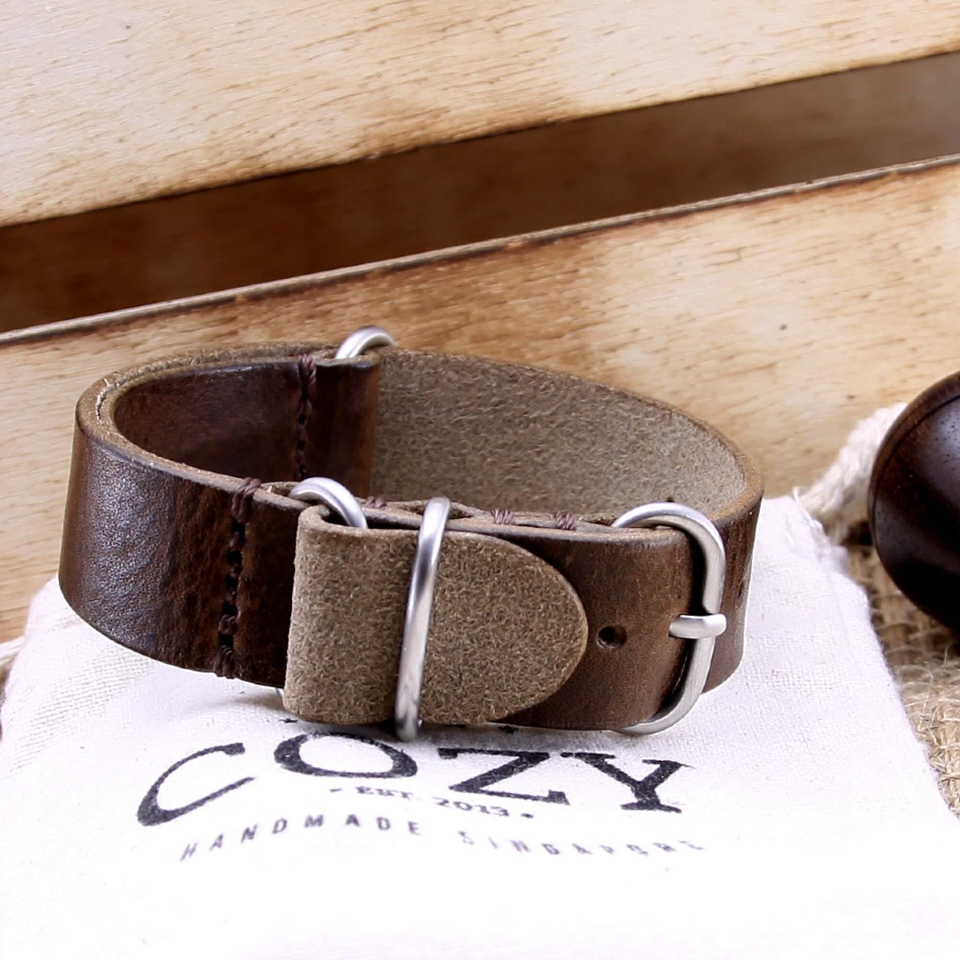 Leather Watch Strap, 4-Ring Vintage 404 | Full Grain Italian Veg Tanned | Cozy Handmade