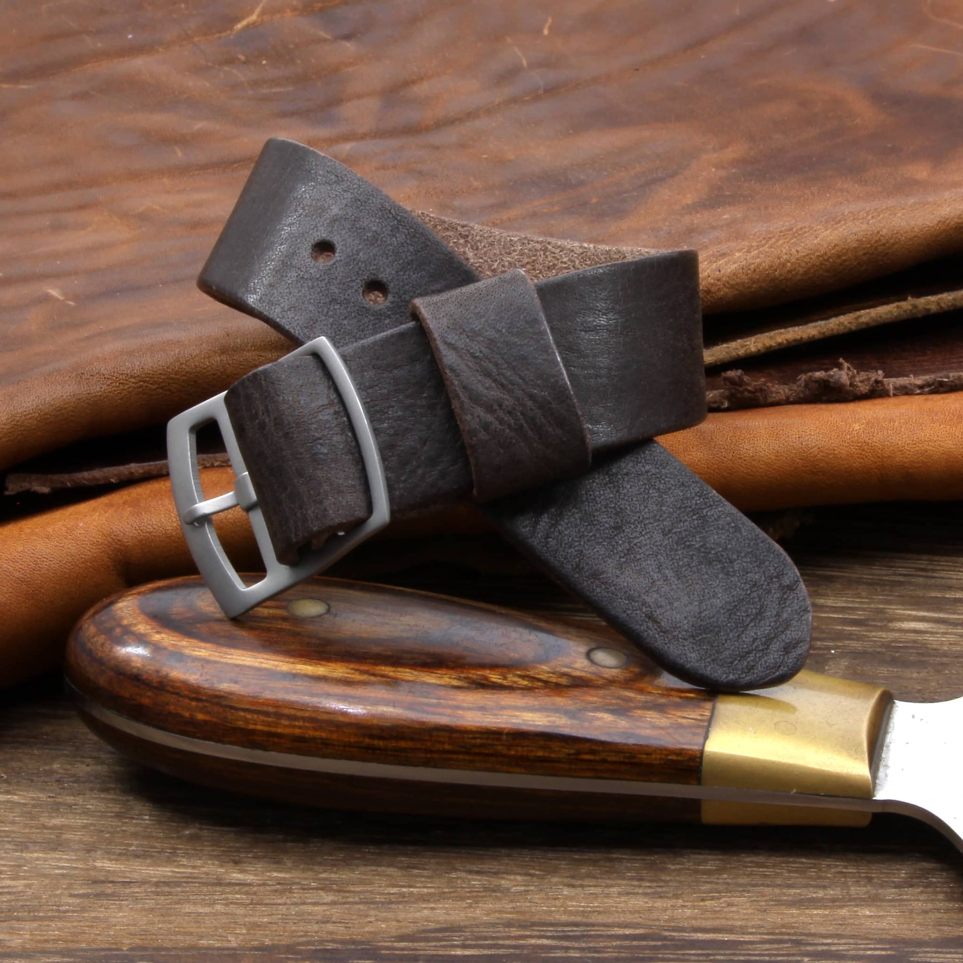 Vintage 406 Leather One Piece Watch Strap | Adjustable | Cozy Handmade