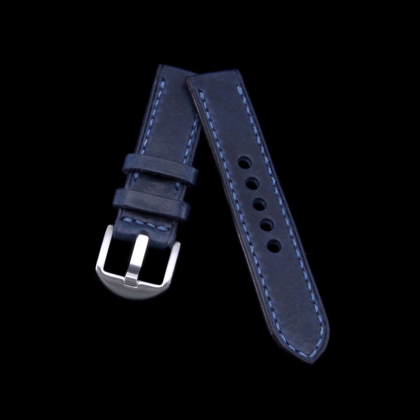 Leather Watch Strap, Vintage 407 (Dark Blue) | Full Stitch – Cozy Handmade