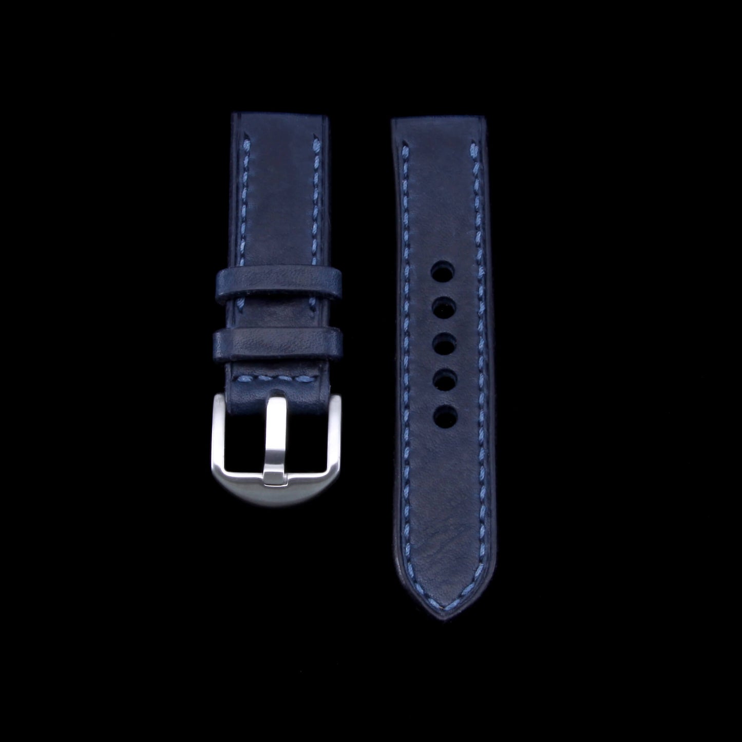 Leather Watch Strap, Vintage 407 (Dark Blue) | Full Stitch – Cozy Handmade