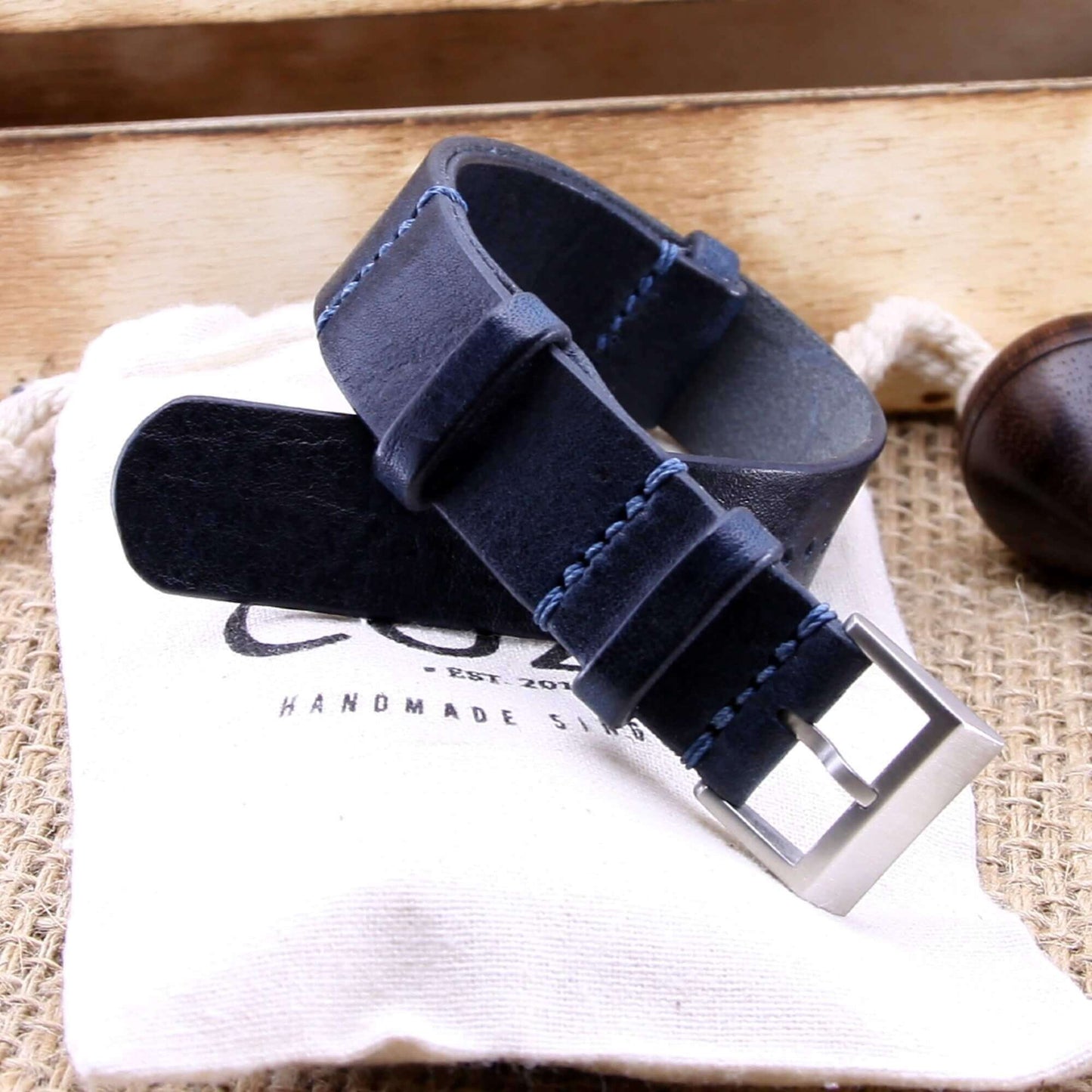 NAT2 Leather Watch Strap, Vintage 407 | Full Grain Italian Veg Tanned | Cozy Handmade