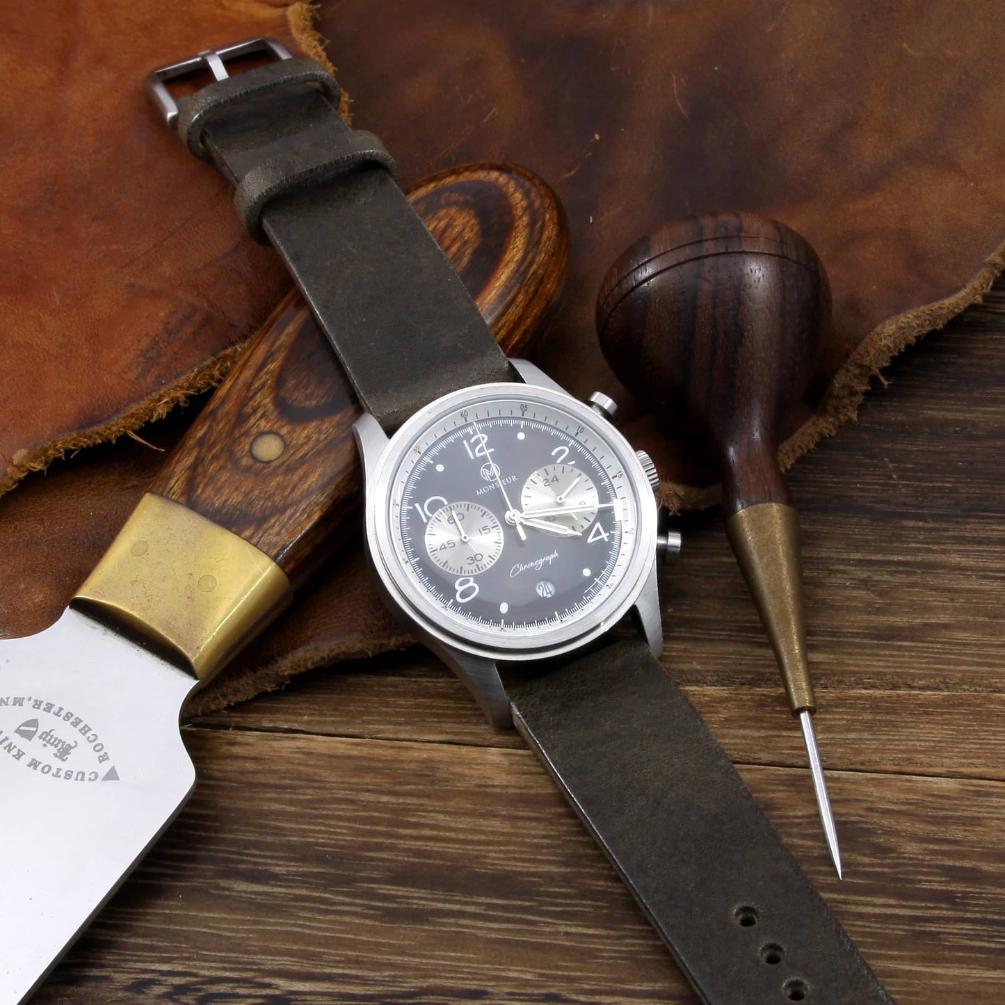 Leather Watch Strap, Vintage 408 | Stitch-less | Cozy Handmade