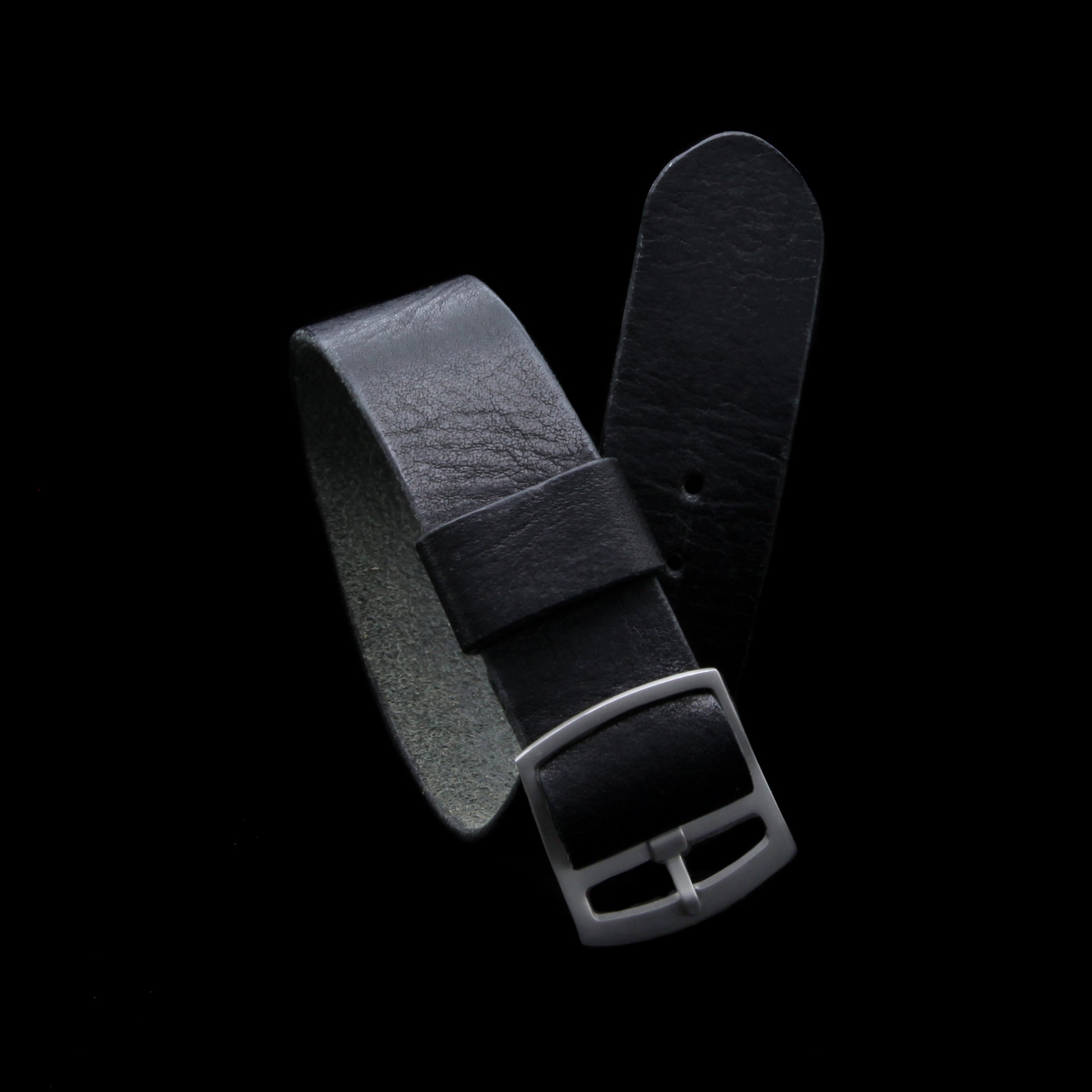 Vintage Nero (Black) Leather One Piece Watch Strap | Adjustable | Cozy Handmade