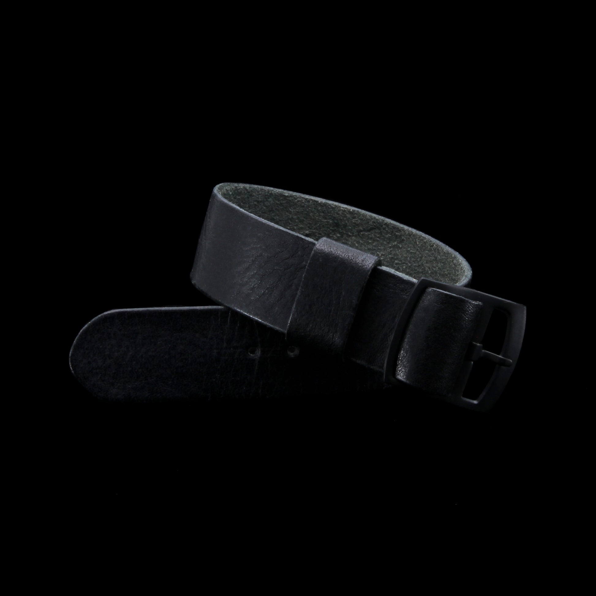 Vintage Nero (Black) Leather One Piece Watch Strap | Adjustable | Cozy Handmade