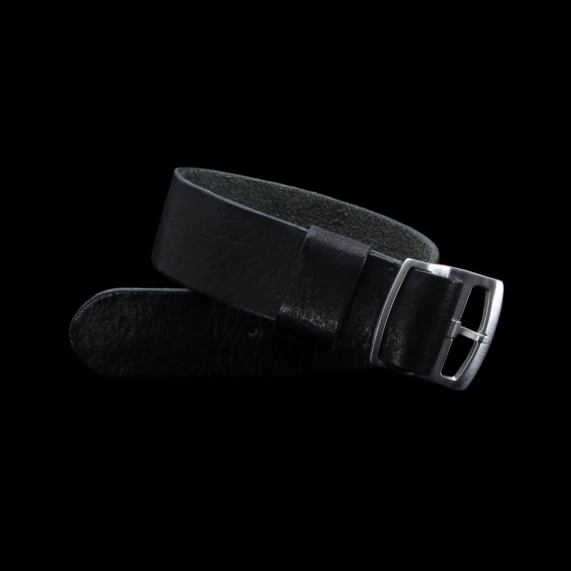 Vintage Nero (Black) Leather One Piece Watch Strap | Adjustable | Cozy Handmade