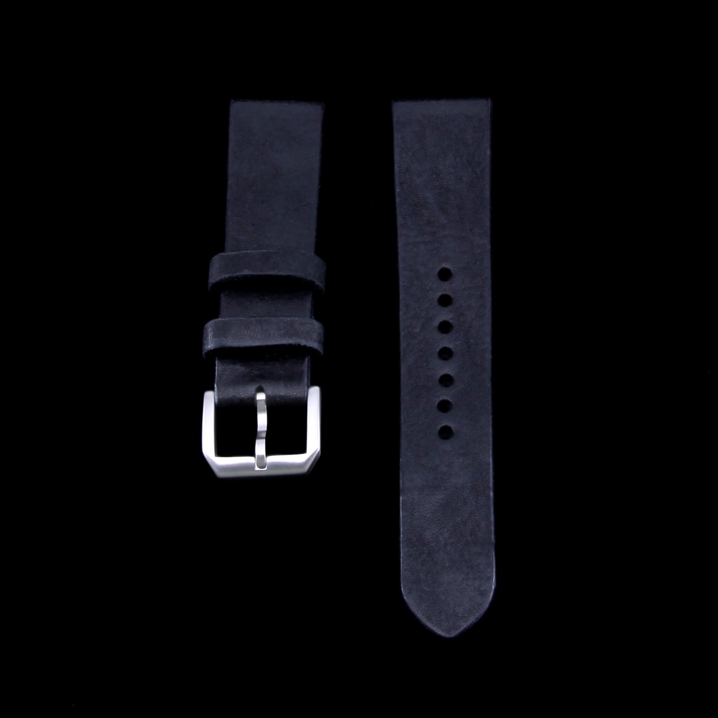 Leather Watch Strap, Vintage Nero (Black) | Stitch-less | Full Grain Italian Vegetable-Tanned | Cozy Handmade